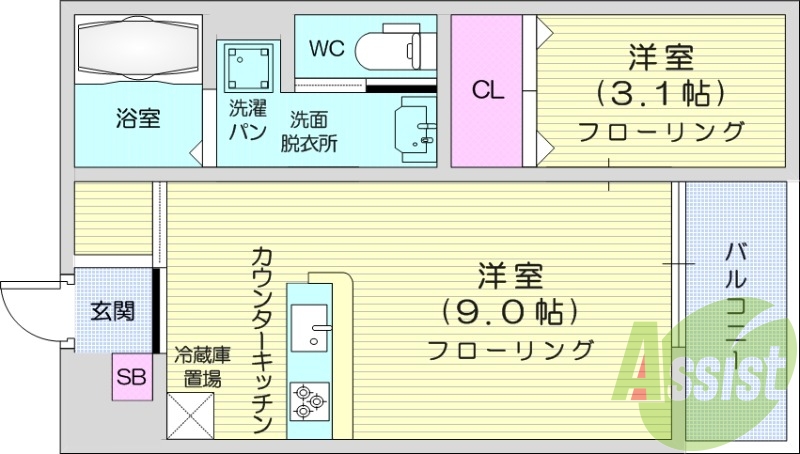 写真は別室です。バルコニー、風呂トイレ別、カウンターキッチン