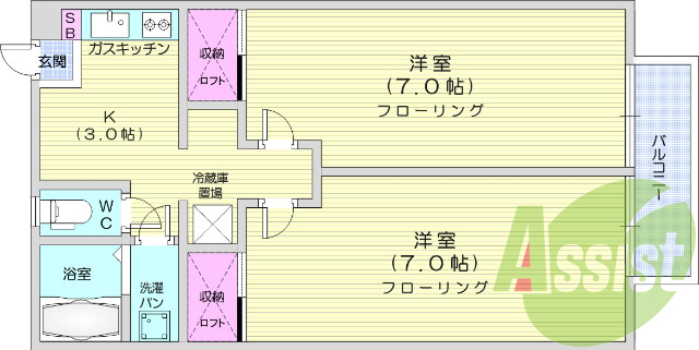 写真は別室です。バス・トイレ別、宅配ボックス、駅から徒歩五分