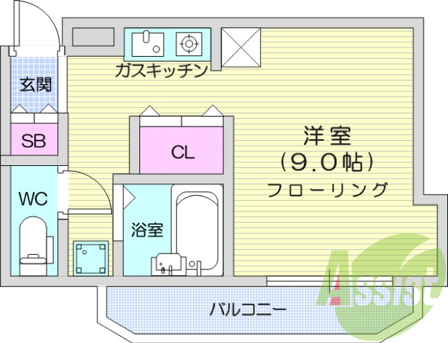 1R、バス・トイレ別、インターネット無料、プロパンガス