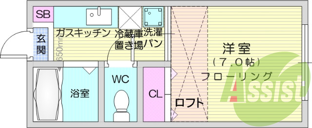 1K、エアコン、バストイレ別モニター付きインターホン