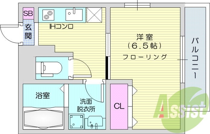 1K、エアコン、室内洗濯機置場、トイレ浴室別、クローゼット
