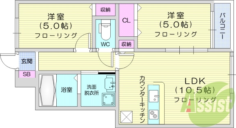 写真は別室です。2LDK、追い焚き機能、ネット無料、エアコン