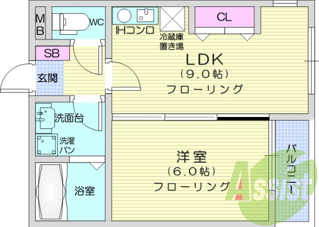 写真は別室です。1LDK、モニター付きインターホン