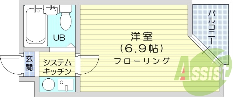 写真は別室です。1K、インターネット使用料無料、ペット可能