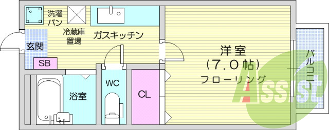 1K、モニター付きインターホン、ウォシュレット