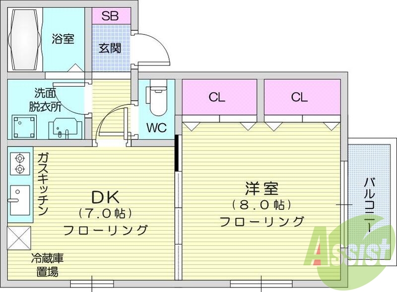 1Dk、エアコン、バストイレ別、追い炊き、温水洗浄便座