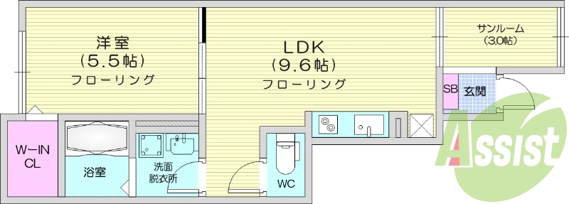 1LDK、ペット可、防犯カメラ、ウォークインクローゼット