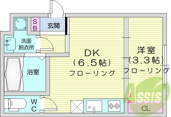 1DK、インターネット無料、宅配ボックス付き