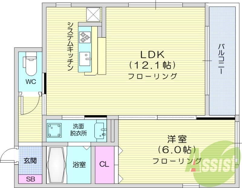 1LDK、都市ガス、浴室乾燥、オートロック、IH、追炊き
