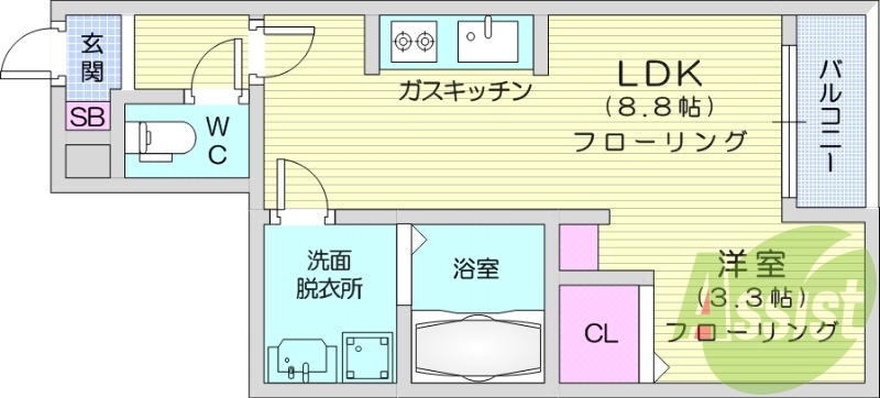 1R　ペット相談　インターネット無料　浴室乾燥機　独立洗面台