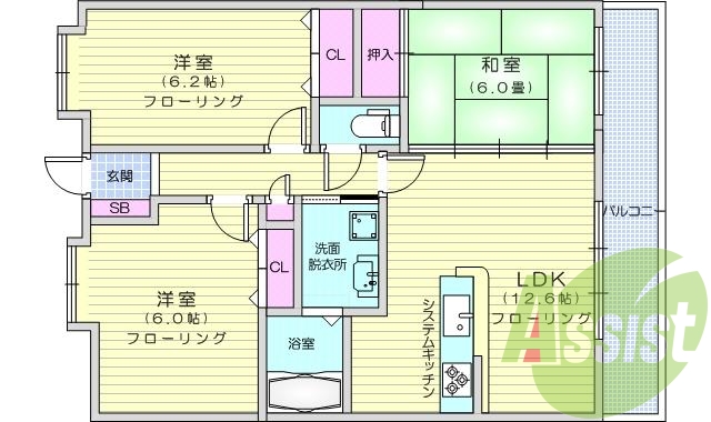 ３ＬＤＫ、カウンターキッチン、オートロック、浴室乾燥機