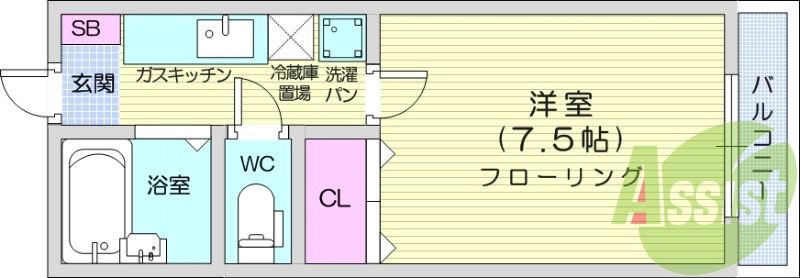 1K、エアコン、バストイレ別、インターネット無料、