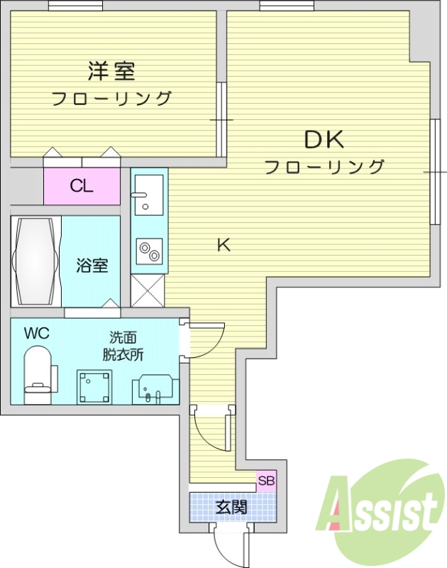 1LDK、エアコン、システムキッチン、追い焚き