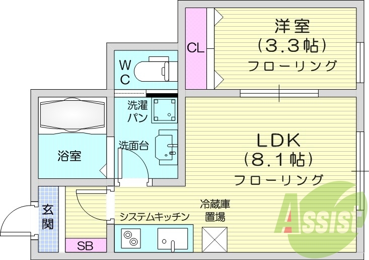 1LDK、浴室乾燥、追い焚き、駐輪場、シャワートイレ