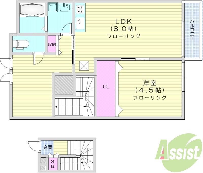 南向きで設備充実の１ＬＤＫ物件です。2人入居の方にもオススメ