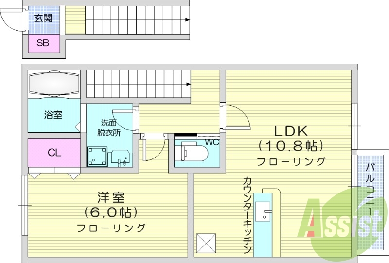 1LDK、温水洗浄便座、駐車場一台無料、Wi-Fi無料