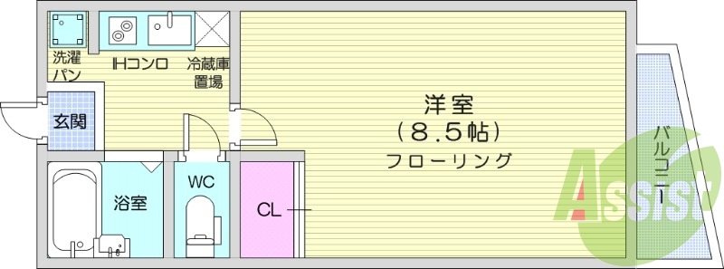 1K、インターネット無料、温水洗浄便座