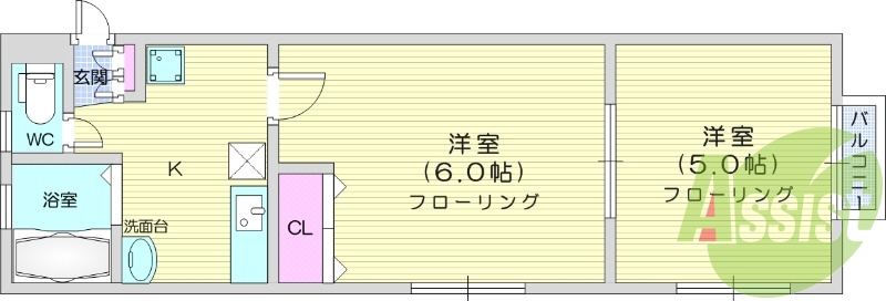 2K、ネット使用料無料、温水洗浄便座、角部屋