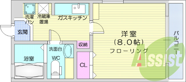 1K、風呂トイレ別、モニター付きインターホン、BS端子