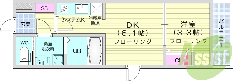 1DK、防犯カメラ、インターネット無料、追い焚き機能付き