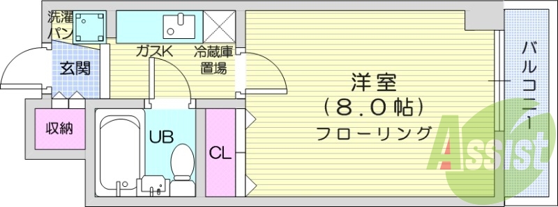 １K、インターネット無料、インターホンカメラ付き