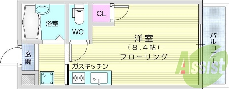 写真は別室です。1R、ガスキッチン、室内洗濯機置き場、収納
