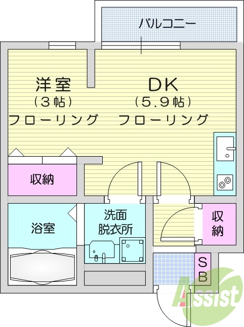 ワンルーム、エアコン、最上階、IHクッキングヒーター