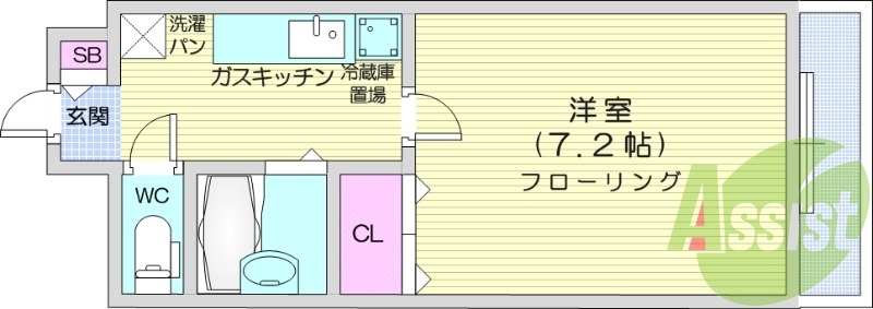 1K、フローリング、エレベーター、温水洗浄便座