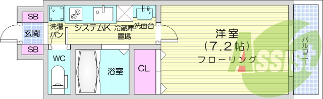 1K、フローリング、エレベーター、温水洗浄便座