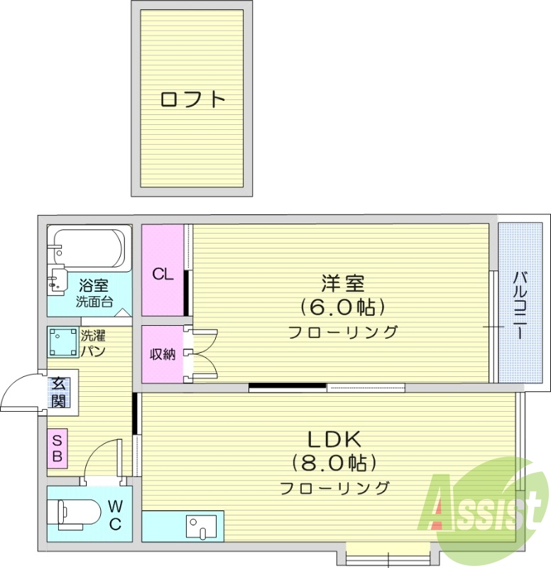 1LDK、最上階、シャワートイレ、エアコン