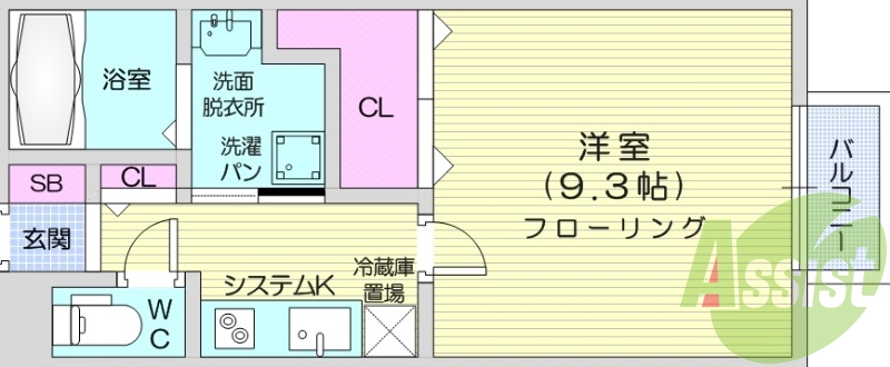 1K、オール電化、独立洗面台、室内洗濯機場