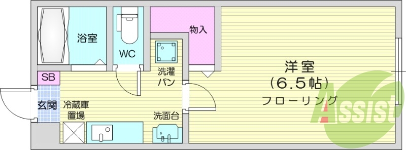 1K、モニター付きインターホン、インターネット対応
