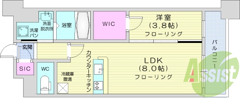 １LDK、浴室乾燥付き、追い焚き機能付き、都市ガス