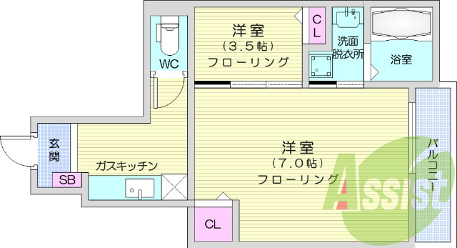 1SK、追炊機能、浴室乾燥機、モニターホン、脱衣所