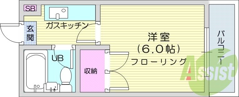 １K、６帖、ネット使用料不要、防犯カメラ、宅配ボックス