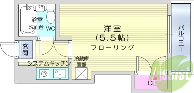 １K、5.5帖、ネット使用料不要、防犯カメラ、宅配ボックス