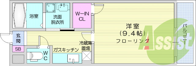 1K、B・T別、インターネット無料、オートロック、エアコン。