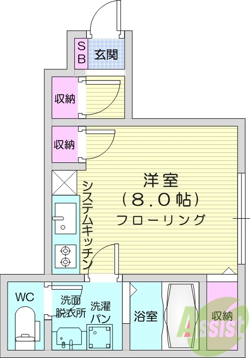 1R、追い焚き機能、浴室乾燥機、2口コンロ