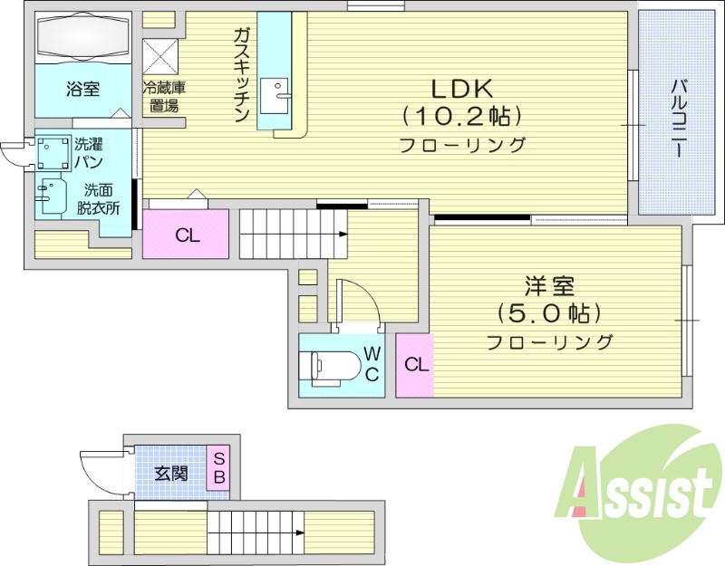 1LDK、追い焚き機能、浴室乾燥機、温水洗浄便座