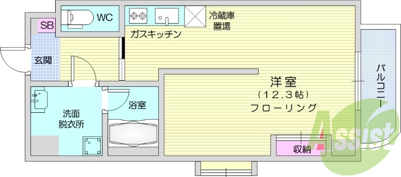 １K、エアコン、システムキッチン、オートロック