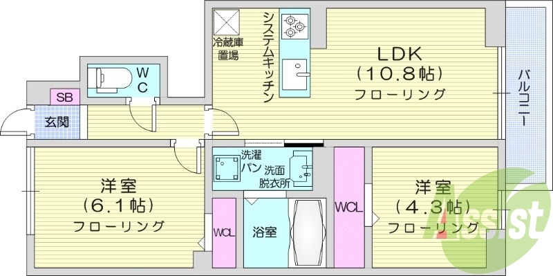 ２LDK、インターネット無料、エアコン、