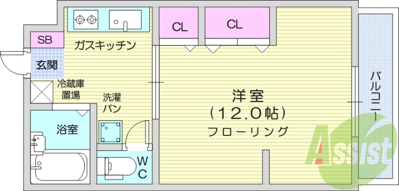 1K、システムキッチン、洗浄機能便座、シューズボックス