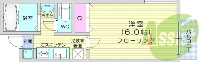 1K、エアコン、バストイレ別、モニターホン