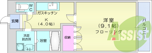 １K、追い焚き機能、独立洗面台、エアコン、追い焚き