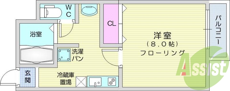 1K、IHクッキングヒーター、カメラ付きインターホン。