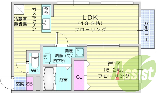1LDK、ペット飼育可能、カウンターキッチン、独立洗面台