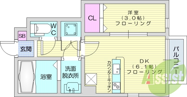 １DK、ネット無料、エアコン、収納、追い焚き