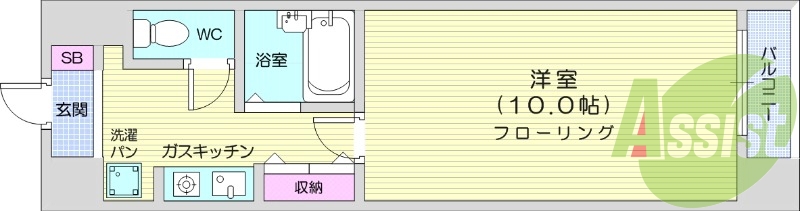 1K、分譲マンション、都市ガス、オートロック。