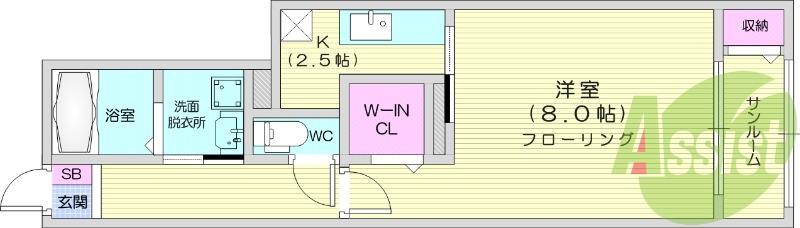 1K、ホームセキュリティ、インターネット無料、宅配BOXあり