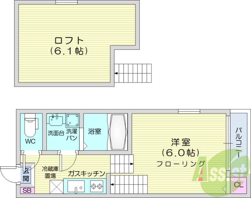 1K、浴室乾燥機、独立洗面台、ネット使用料無料